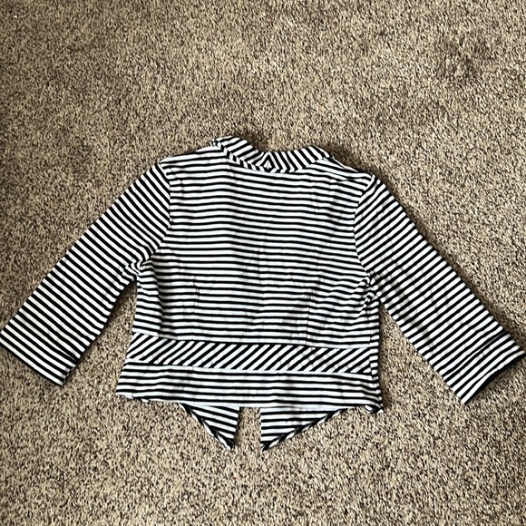 White House Black Market Black and White Striped Knit Blazer - Picture 3 of 8